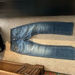 True Religion Blue Straight Jeans with Natural Fading